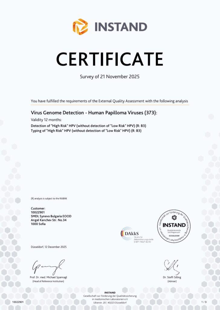 INSTAND HPV Certificate INSTAND HPV Certificate